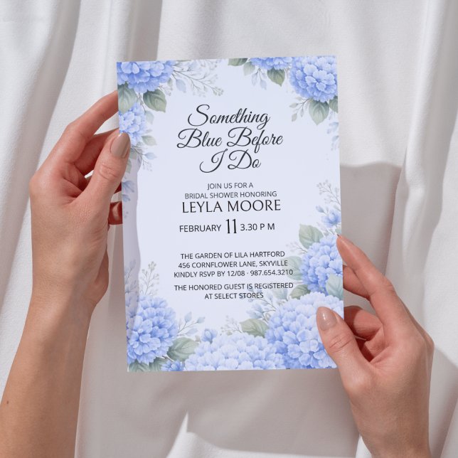 Något Blått Bröllopsdusch Inbjudan (Something Blue Bridal Shower Invitation
)