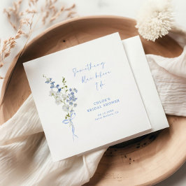 Något Blått Bröllopsdusch med Vilda Blommor Bouque Pappersservett