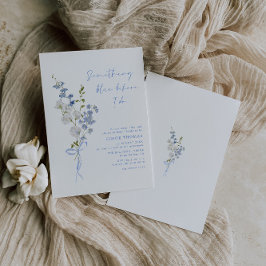 Något Blått Bröllopsdusch med Vilda Blommor Bukett Inbjudningar