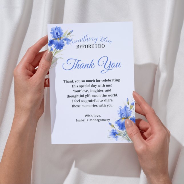 Något Blått Bröllopsdusch Tackkort Inbjudningar (Something Blue Bridal Shower Thank You Card)