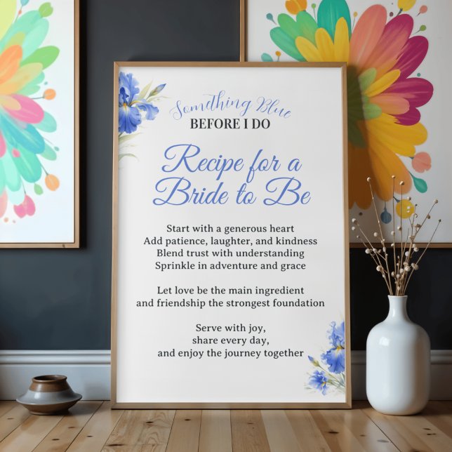 Något Blått Bröllopsrecept för Bruden Bröllopsfest Poster (Something Blue Recipe for the Bride Bridal Shower Poster
)