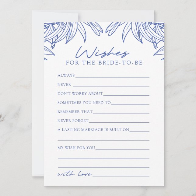 Något blått enkelt Löv Önskemål för Bride Card (Framsida)