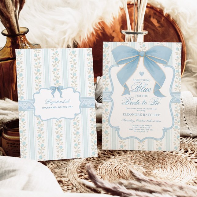 Något blått för Bride Blue Bow Möhippa Inbjudningar (Skapare uppladdad)