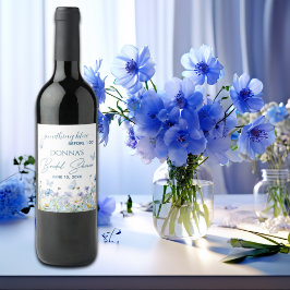 Något blått före "Jag gör"-Blommigtens Möhippa Vinflaska Etikett