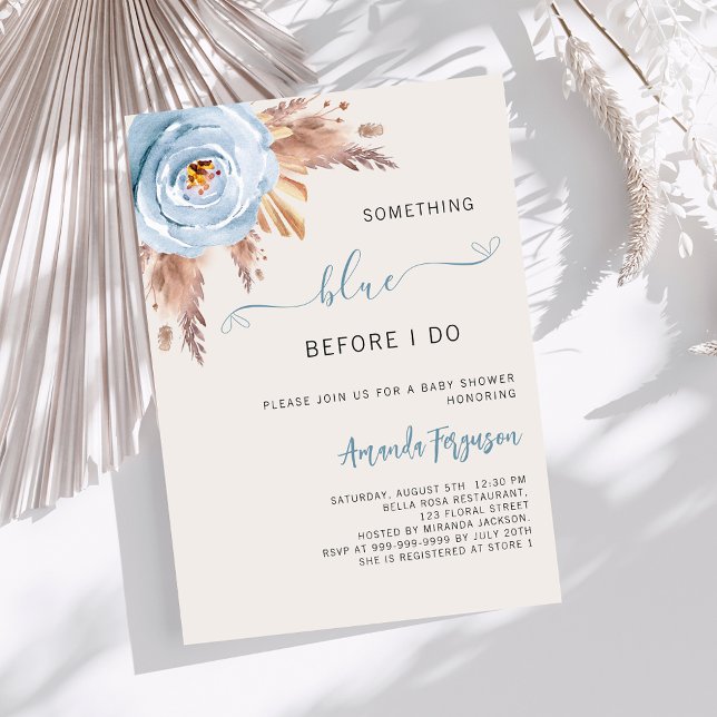 Något blått innan jag boho Bridal Shower Inbjudningar (Skapare uppladdad)