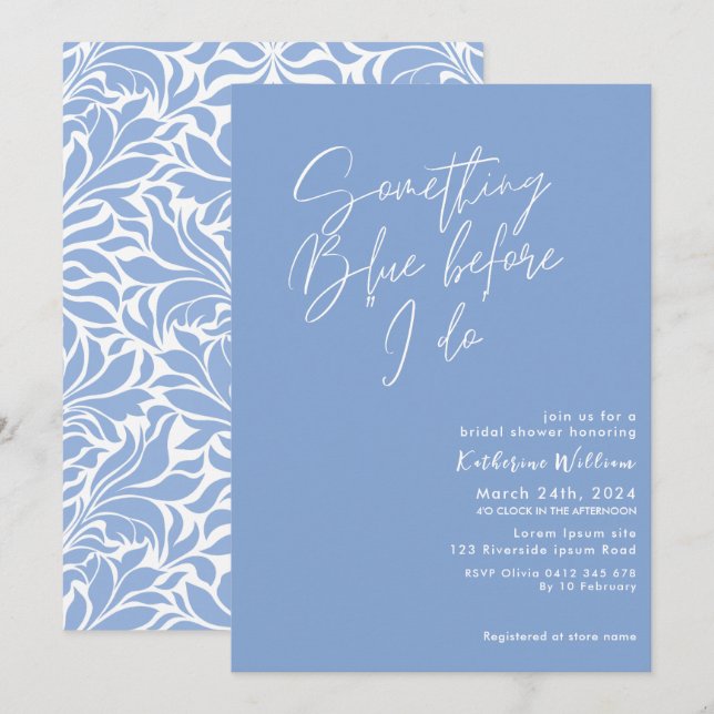 Något blått innan jag gör blå möhippa inbjudningar (Fram/baksida)