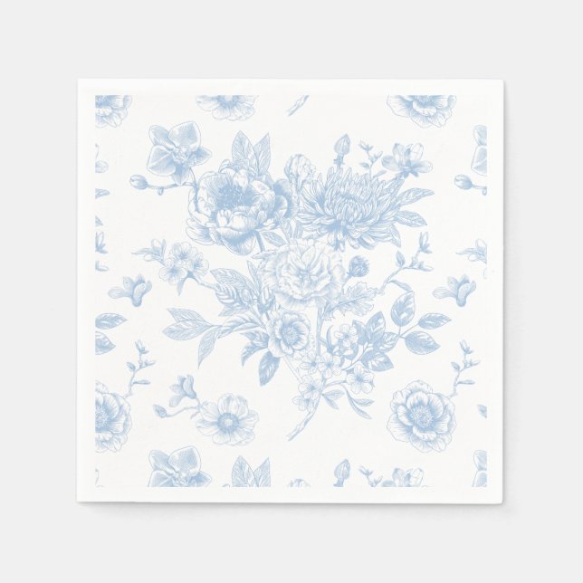 Något Blått Innan Jag Gör Blått Blommigt Toile Pappersservett (Framsidan)