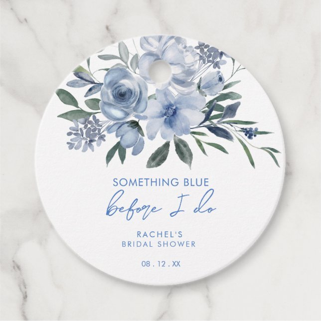 Något Blått Innan Jag Gör Blommig Bröllopsdusch Gåvor Etiketter (Framsida)