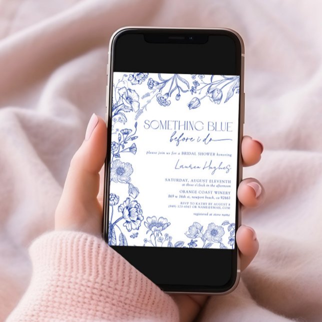 Något blått innan jag gör Blommigt Möhippa Inbjudningar (Skapare uppladdad)