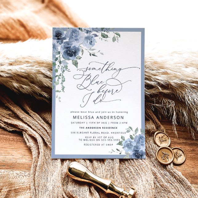 Något blått innan jag gör Blommigt Möhippa Inbjudningar (Skapare uppladdad)