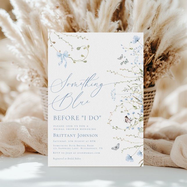 Något blått innan jag gör Blommigt Möhippa Inbjudningar (Skapare uppladdad)