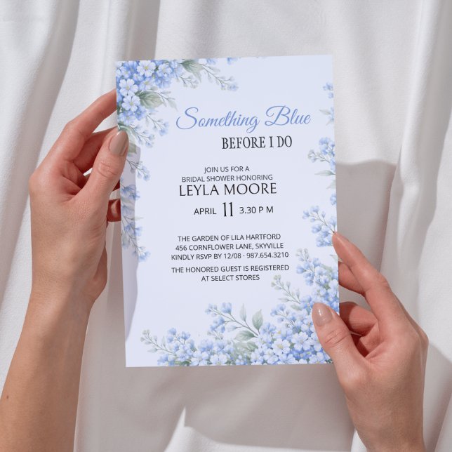 Något Blått Innan Jag Gör Bröllopsdusch Inbjudningar (something blue before i do bridal shower)