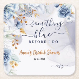 Något Blått Innan Jag Gör Bröllopsduschfest Underlägg Papper Kvadrat