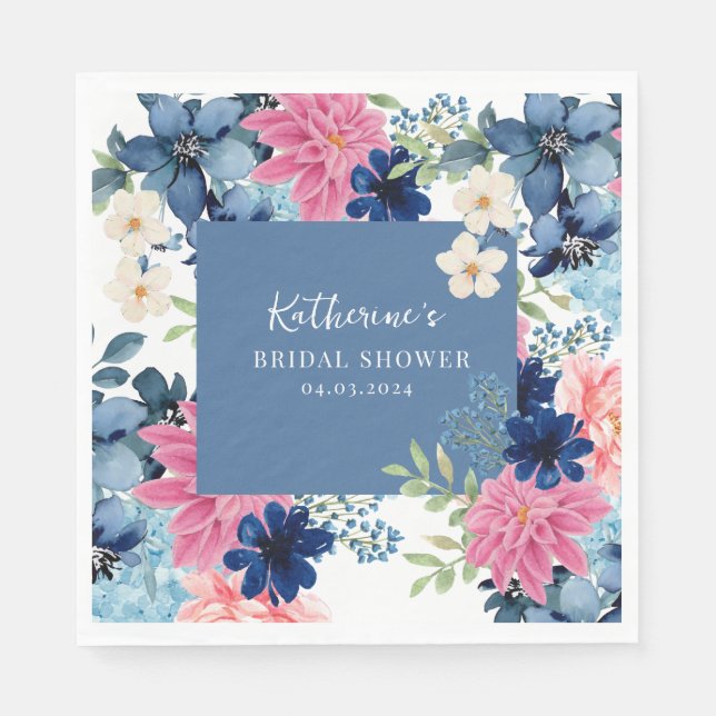 Något blått innan jag gör bröllopsfest Välkommen  Pappersservett (Framsidan)