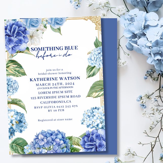 Något blått innan jag gör hydrangea bröllopsdusch inbjudningar (Skapare uppladdad)