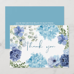 Något blått innan jag gör hydrangea bröllopsdusch tack kort