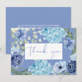 Något blått innan jag gör hydrangea bröllopsdusch tack kort