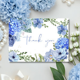 Något blått innan jag gör hydrangea bröllopsfest tack kort