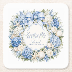 Något Blått Innan Jag Gör Hydrangea Bröllopsfest Underlägg Papper Kvadrat