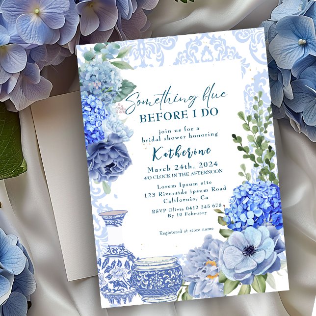 Något blått innan jag gör hydrangea möhippa inbjudningar (Skapare uppladdad)