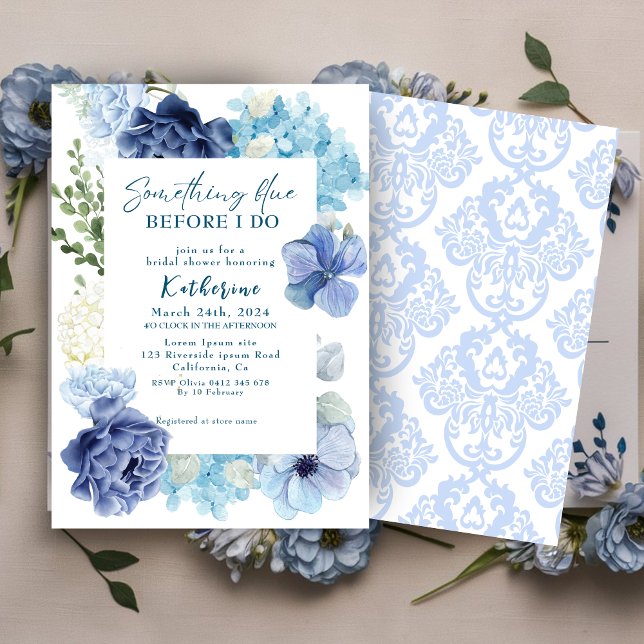 Något blått innan jag gör hydrangea möhippa inbjudningar (Skapare uppladdad)