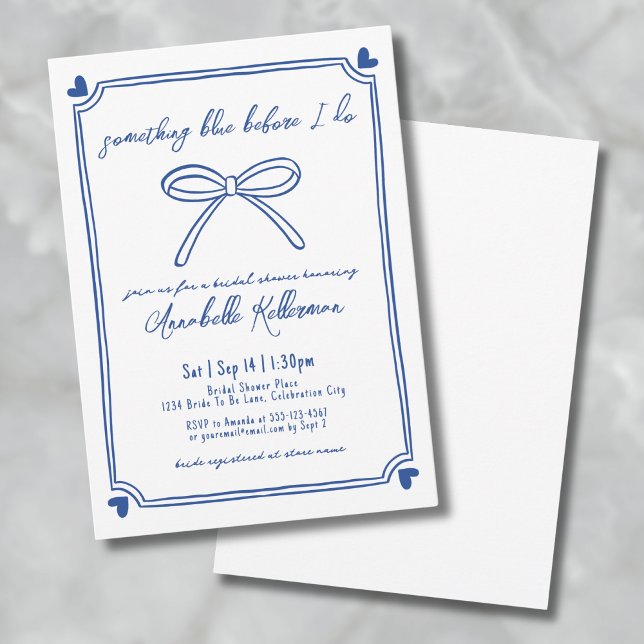 Något blått innan jag gör viskartad Möhippa Inbjudningar (Something Blue Before I Do Whimsical Bridal Shower Invitation)