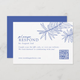 Något blått, minimalistiskt botaniskt QR-nummer OSA Kort