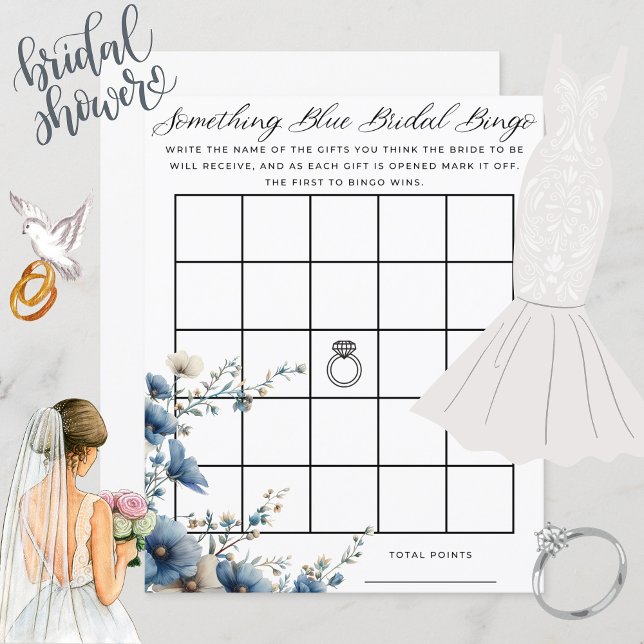 Något blått Möhippa, Bingo-spel (The perfect game for a bridal shower! Guests will enjoy and make memories with this bingo game.)