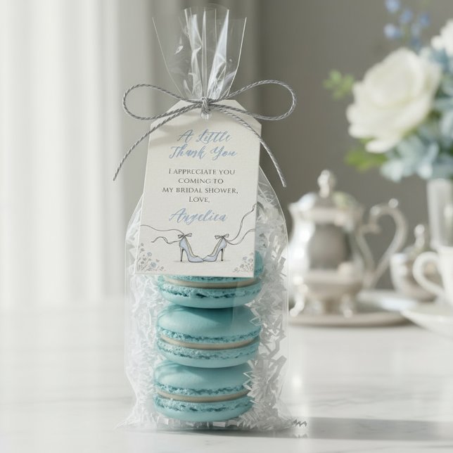 Något Blått Pulverblå Klackar Bröllopsfest Presentetikett (Something Blue Powder Blue Heels Bridal Shower Gift Tags
)