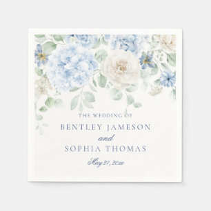 Något Blue Blommigt Hydrangea Decor Bröllop Pappersservett