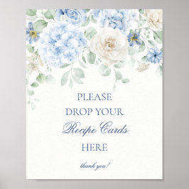 Något Blue Blommigt Hydrangea  en Recept Poster