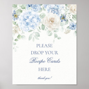 Något Blue Blommigt Hydrangea en Recept Poster