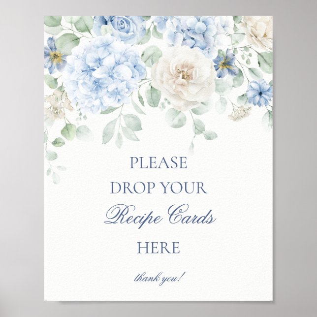 Något Blue Blommigt Hydrangea  en Recept Poster (Framsidan)