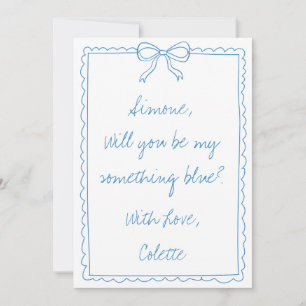 Något Blue Crew Bow Doodle Bridesmaid Frieri Kort