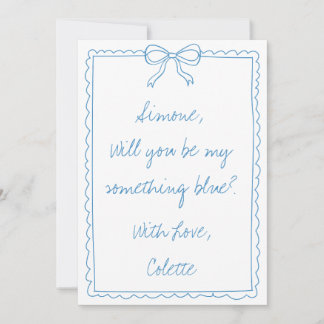 Något Blue Crew Bow Doodle Bridesmaid Frieri Kort