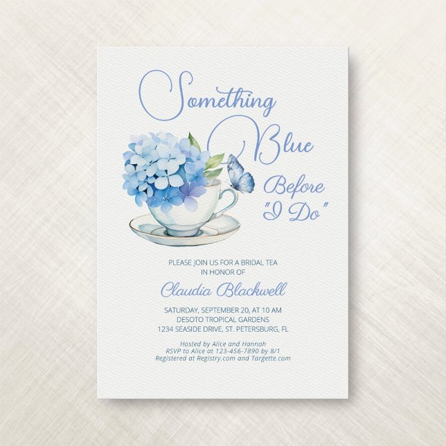 Något Blue Hydrangea Möhippa Tea Shower Inbjudningar (Skapare uppladdad)