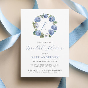 Något Blue Hydrangeas Monogram-Möhippa Inbjudningar