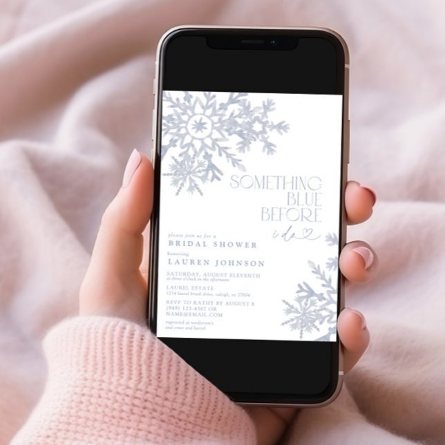 Något Blue QR Snowflake Winter-Möhippa Inbjudningar (Skapare uppladdad)