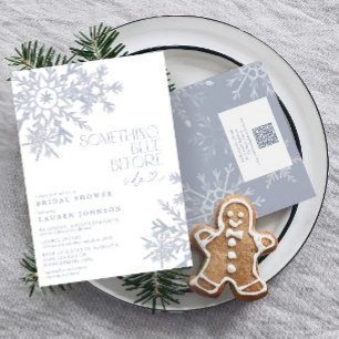 Något Blue QR Snowflake Winter-Möhippa Inbjudningar
