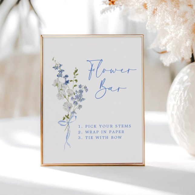 Något Blue Wildblommor Ribbon Flower Pub Poster (Skapare uppladdad)