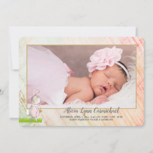 Något bunny Photo Birth Announcement Meddelande