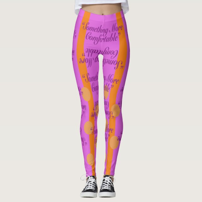 Något mer bekväma Orange Rand-dekor Leggings (Framsida)