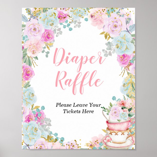 Något Sweet andas Tea Party Diaper Raffle Poster (Framsidan)