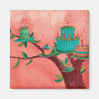 Något till Tjerska "Birthday Träd Cakes" Magnet
