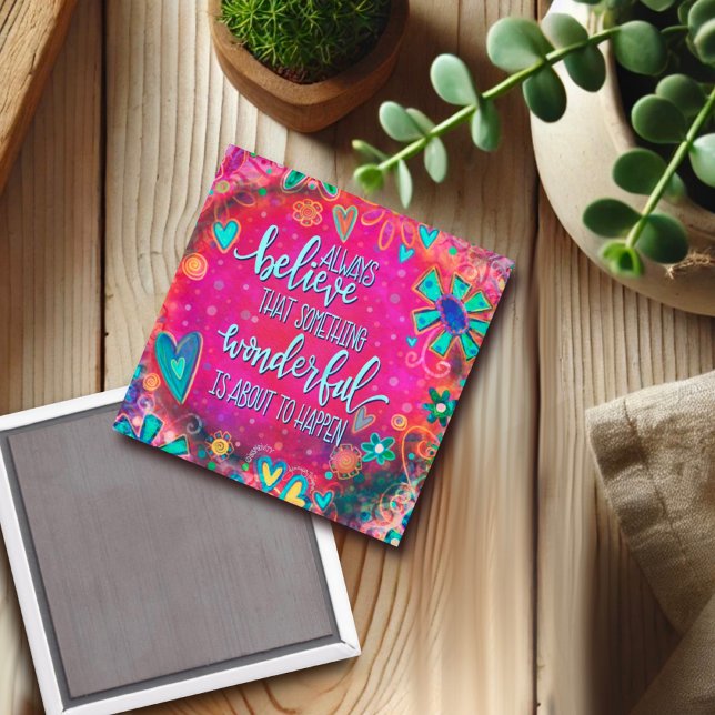 Något underbart Rosa lyssnar på Blommigt Inspirief Magnet (Skapare uppladdad)