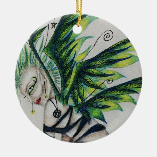 Något unik & ovanlig rundaprydnad julgransprydnad keramik (Framsidan)