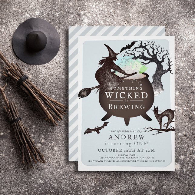 Något Wicked Brewing Halloween Bl 1:a födelsedagen Inbjudningar (Skapare uppladdad)