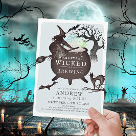 Något Wicked Brewing Halloween Bl Birthday Inbjudningar
