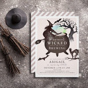 Något Wicked Brewing Halloween Pk 1st Birthday Inbjudningar