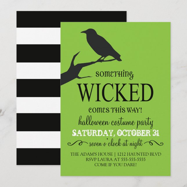 Något Wicked Halloween fest-inbjudan Inbjudningar (Fram/baksida)